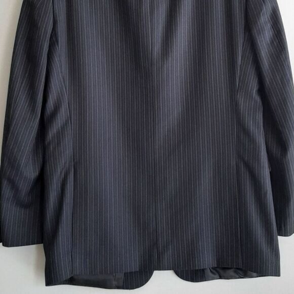 CHAPS 100% Wool Pinstripe Blazer Jacket Navy Blue Men's Sz 38 R - Picture 11 of 15